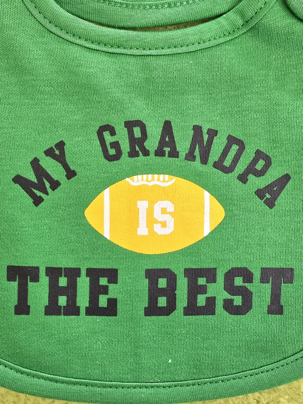NWT  Carter's Green BIB +Yellow Football + NAVY text MY GRANDPA IS THE BEST (Q2)